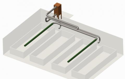 graphic of new ventilation system tested in swine barn